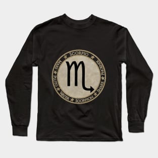 Vintage Scorpio Zodiac Sign Horoscope Astrology Symbol Long Sleeve T-Shirt